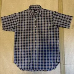 【ビンテージ】THE NORTH FACE ネイビー チェック 半袖シャツ