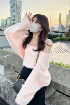 【クリーニング済】mideal shaggy knit ensemble ピンク