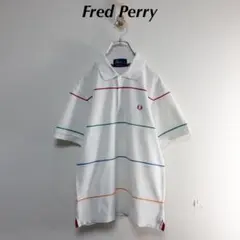 古着・フレッドペリー・刺繍ワンポイントロゴ・マルチカラーボーダー・1482