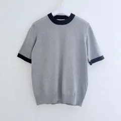 スローン　SLOANE バイカラー　コットン　カシミヤ　半袖　ニット　トップス
