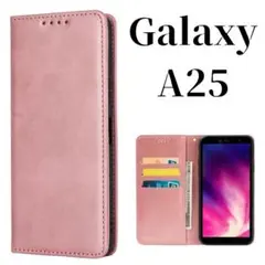 Galaxy A25 5G レザー スリム 手帳型 ケース カバー ピンク