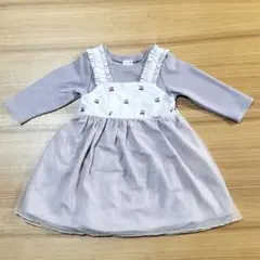 【美品】petit main プティマイン セットアップ風ワンピース 80サイズ