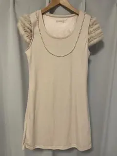 WILLSELECTION フリル付きピンクベージュワンピース