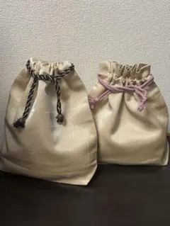 着物リメイク 袋帯を解いて作った巾着袋 2点セット ハンドメイドのサムネイル
