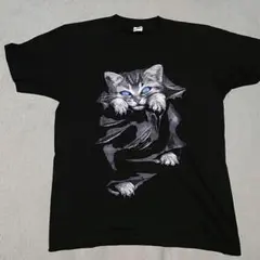 【新品】悪魔 猫 メンズ Lサイズ プリント Tシャツ デビルキャット