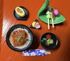 ミニチュアフード鰻丼定食とミニチュアスイーツ和菓子のセット