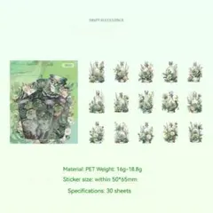 【同梱価格140円】　瓶と植物のPETシール コラージュ素材