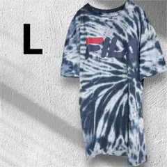 【人気】FILA フィラ タイダイ柄 ビッグロゴ Tシャツ ネイビー L