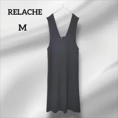 ルラシェ　 ノースリーブ ロングワンピース　ブラック　リボン付き　M