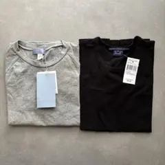 【新品】ラルフローレンMヒューマンウーマンSまとめ無地半袖Tシャツ2点セット黒灰のサムネイル