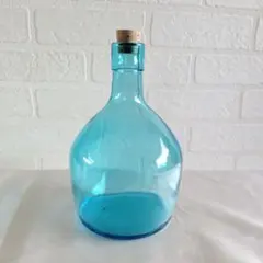 レトロ⭐ガラス製花瓶⭐波状フォルム⭐大正ロマン⭐昭和ロマン⭐ブルー 