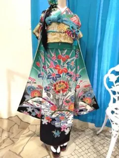 振袖フルセット、正絹紅型振袖、成人式、重ね衿、帯揚げ帯締め、西陣袋帯、長襦袢