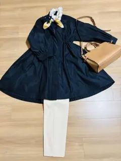 (美品)qualiteカリテ　エアーツイルコート　ネイビー36サイズ　フォーマル