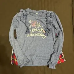 フリル付き花柄トレーナー グレー