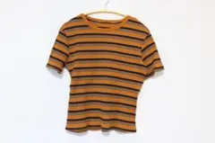 ZARA オレンジと黒のストライプ 半袖Tシャツ