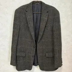 ハリスツイード　ジャケット　ダークグレー　ヘリンボーン　古着　メンズ