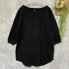 【UNIQLO】ワッフルTシャツ サーマル 綿混 七分袖 黒 ブラック Mサイズ