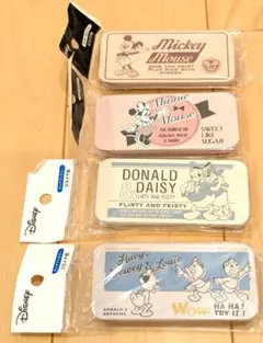 新品　ディズニー　スライド缶　　ケース　4点　ミッキー　ミニー　ドナルドデイジー