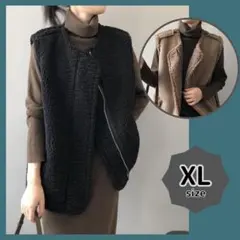 オーバーサイズ フェイクムートン 大人気 ボア XL黒 おしゃれ アウター ジレ