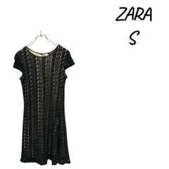 ZARA 黒 レース ノースリーブ ワンピース S