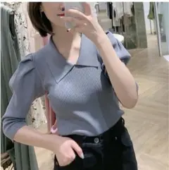 ゆ*み様 SNIDEL ニットカラーパフスリリブプルオーバー　GRY