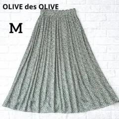 OLIVE des OLIVE M 花柄プリーツ切替スカート　オリーブデオリーブ