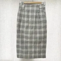 美品✦LOWRYS FARM ロングタイトスカート M グレーチェック 裏地付き