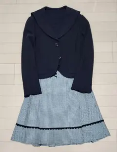 【KUMIKYOKU】 ネイビー ジャケット•チェック柄 ワンピース セット