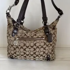 【美品】COACH 2wayバック キャンバス ブラウン シグネチャー 総柄