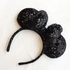 【新品・未使用】ディズニー　ミニーカチューシャ　黒スパンコール