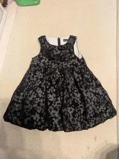 総レース花柄ノースリーブワンピース 90cm　モノトーン　白黒　結婚式　キッズ
