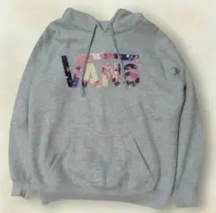 VANS フラワープリントロゴ バンズパーカートレーナー　M　裏起毛