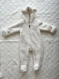 【美品】H&Mベビー白くまフリース 68 カバーオール アウター ジャンプスーツ