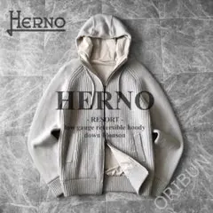 HERNO RESORT ローゲージリバーシブルジップ フーディーダウンブルゾン