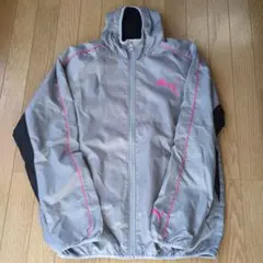 PUMA フード付きウィンドブレーカー グレー/ピンク