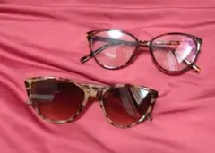 新品 キャットアイ サングラス 伊達メガネ 2点セット 個性的 エレガント