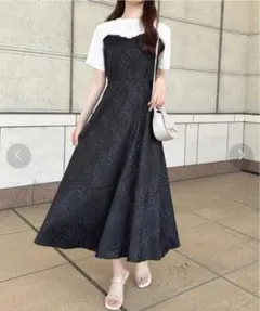 apres jour パールジャガードフレアキャミワンピース