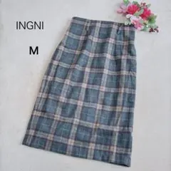 【INGNI イング】シャギー チェック柄 ナロースカート グレー Ｍサイズのサムネイル