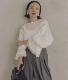 PUAL CE CIN フレア袖口レースブラウス