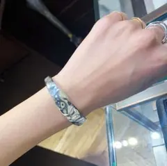 メキシカンジュエリー シルバー ブレスレット バングル たたき加工 アクセサリーのサムネイル