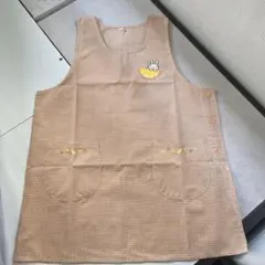 新品未使用 ウサギ刺繍付き茶色チェックエプロン