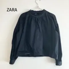 ZARA ザラ　ブラウス　バルーンスリーブ　ポワン袖　ブラック