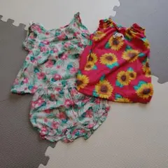 【西松屋まとめ売り】フラワー柄とひまわり柄のベビー服セット