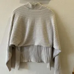 タグ付き　レイヤードニット