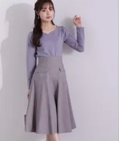 フェミニンチェックハイウエストフレアスカート プロポーションボディドレッシング