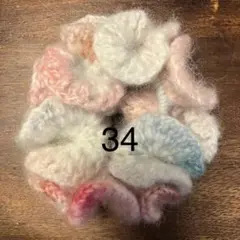 ハンドメイド 花形シュシュ ピンクブルー