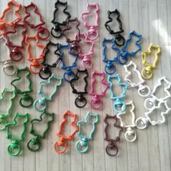 No.907 猫のナスカン　キーホルダーパーツ【30個】ランダムカラー