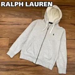 美品★ポロラルフローレン ジップアップパーカー ロゴ刺繍 グレー M