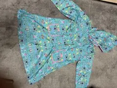 キッズ用レインコート 水色 総柄