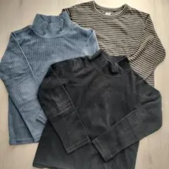 ユニクロ KIDS 140 フリースハイネックT 2着 ボーダーT 3着セット